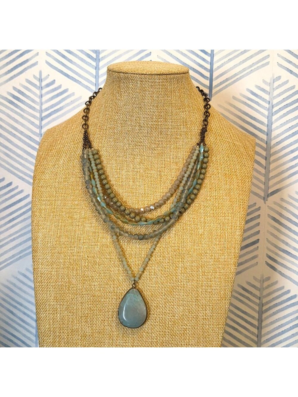 Sweet Lola Quartz & Labadorite Beaded Blue Pendant 24" Necklace